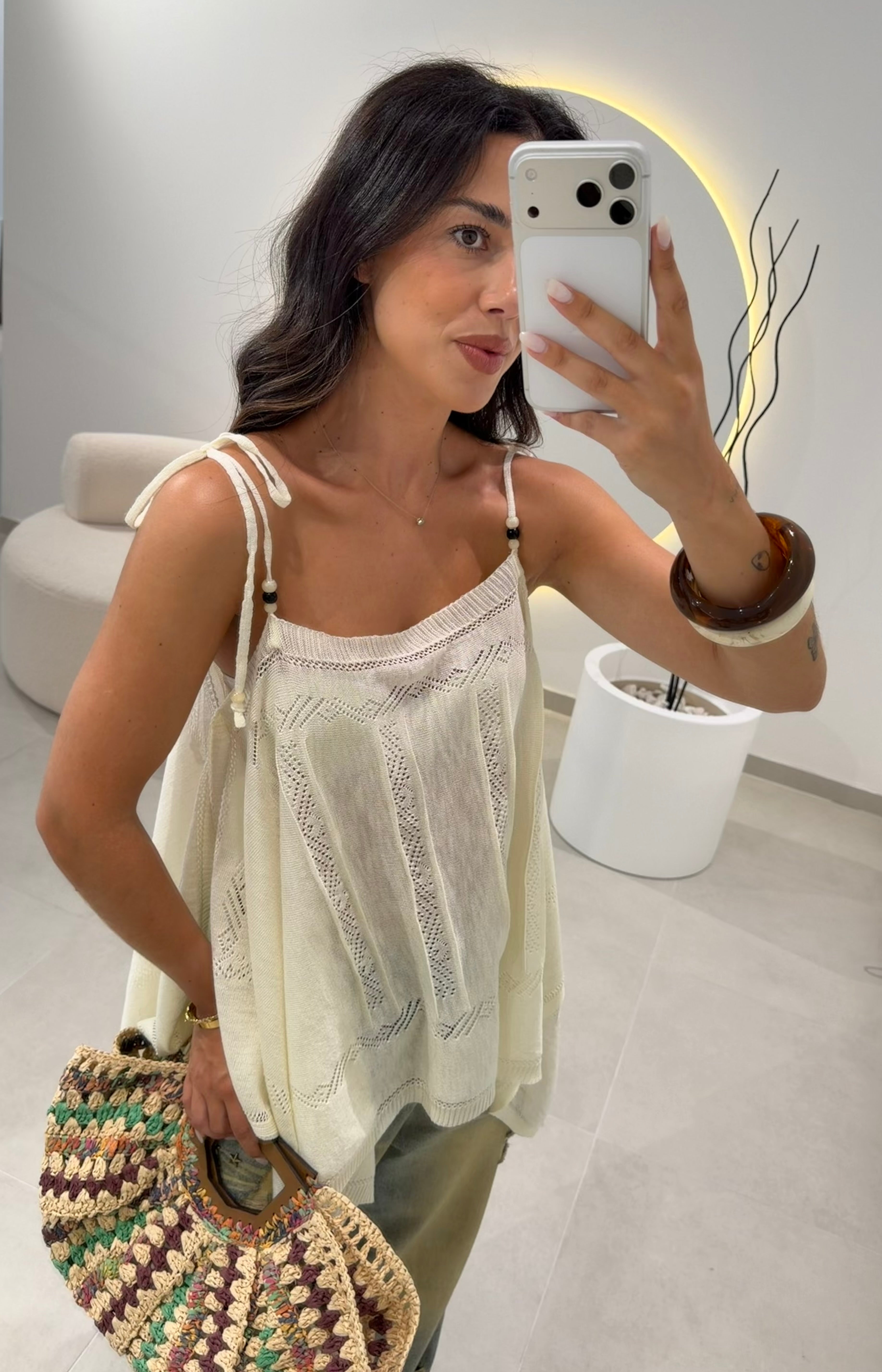 Cream Boho Top