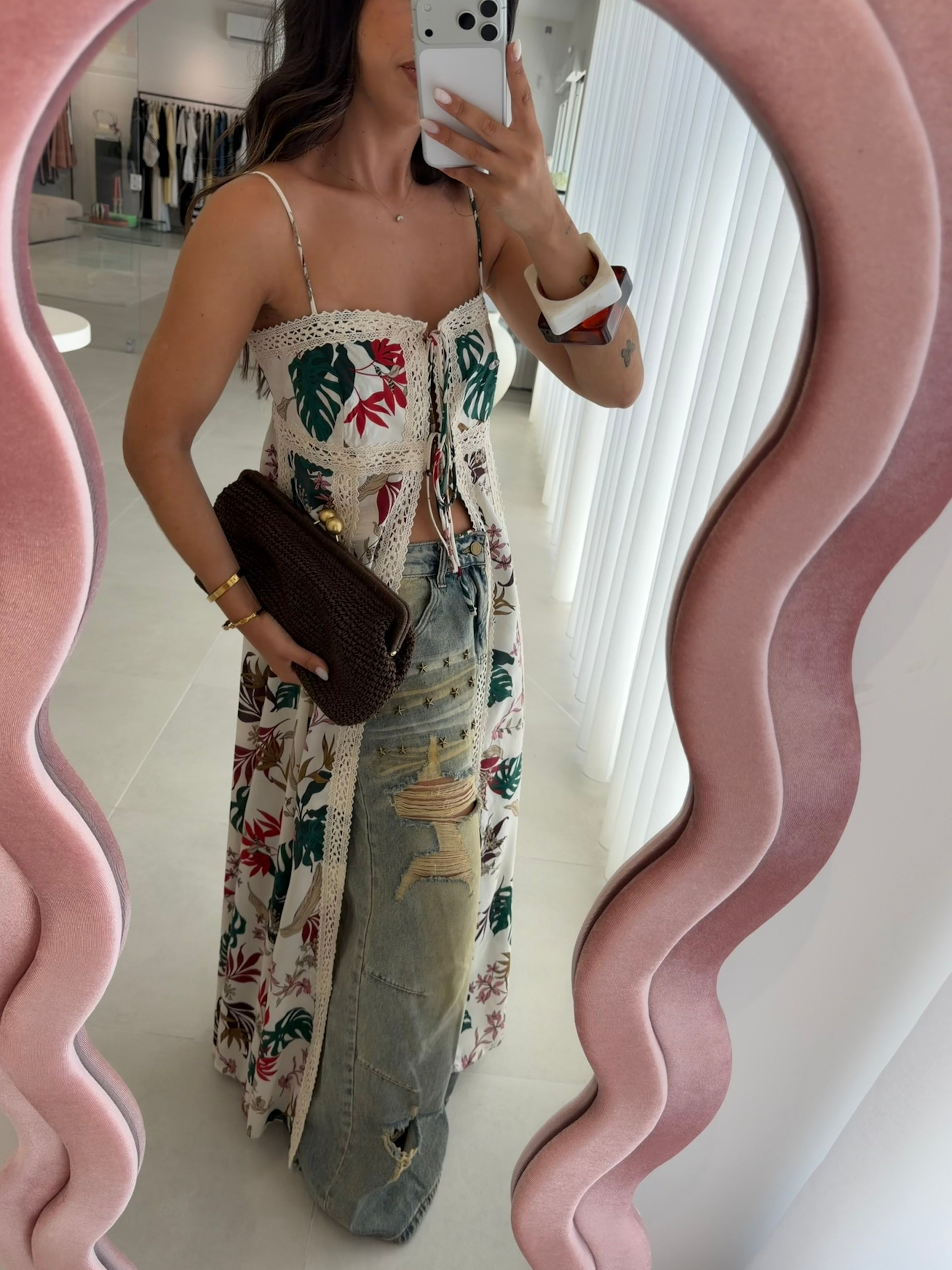 Floral Asymmetrical Top Lumina