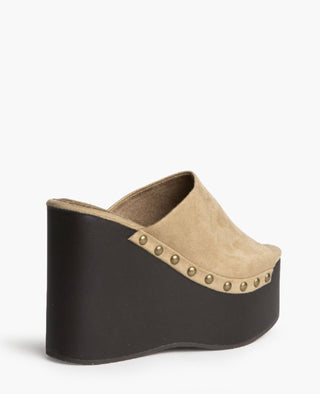 Beige Suede Platform Heels