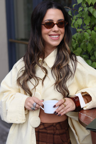 Butter-yellow Denim Shirt oversized buttons