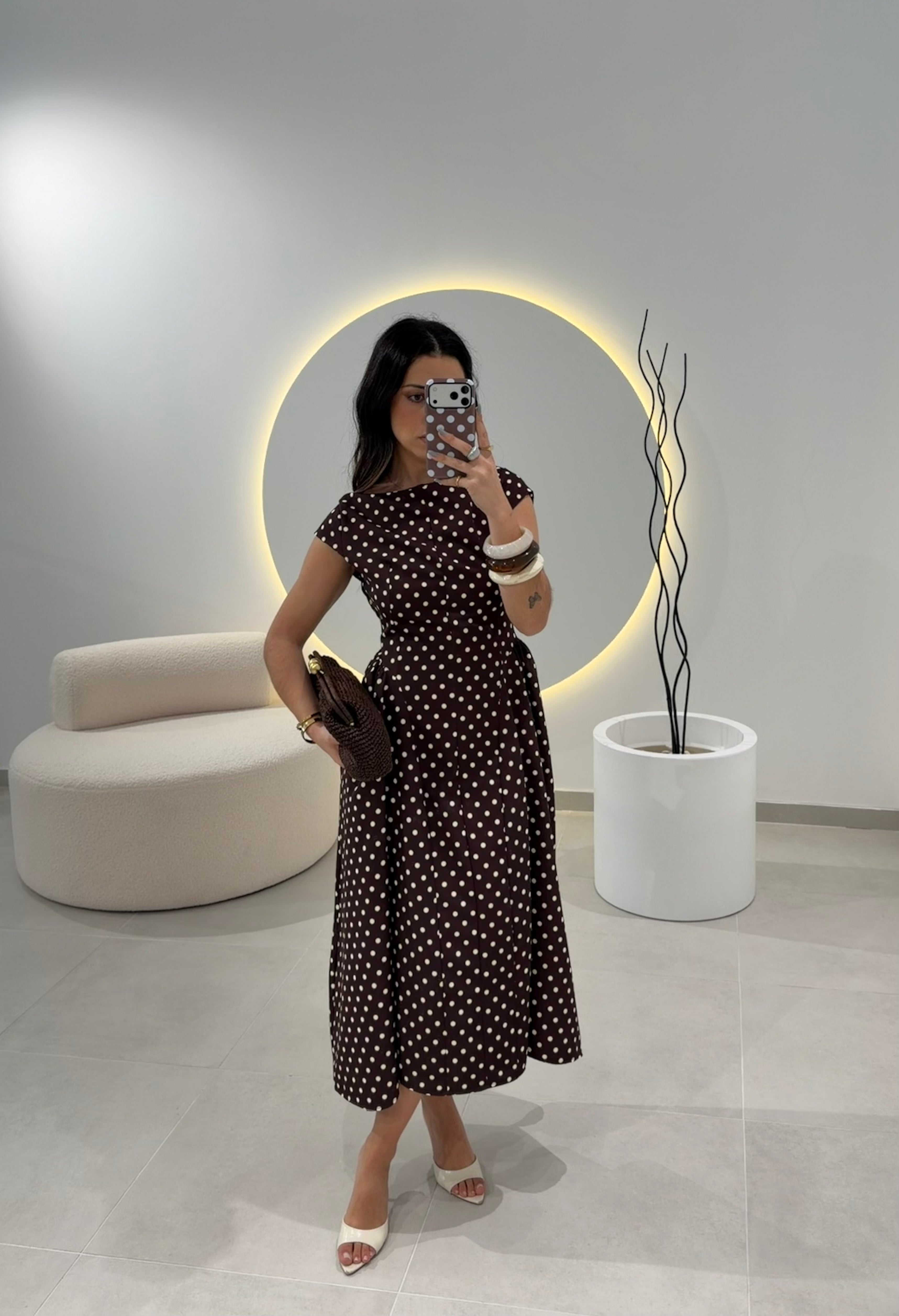 Brown Polkadot Dress