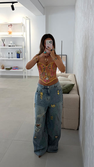 Oversize Gold Details Jeans