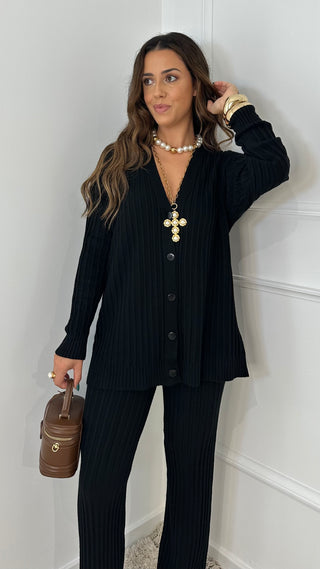 Conjunto Malha Cardigan Preto