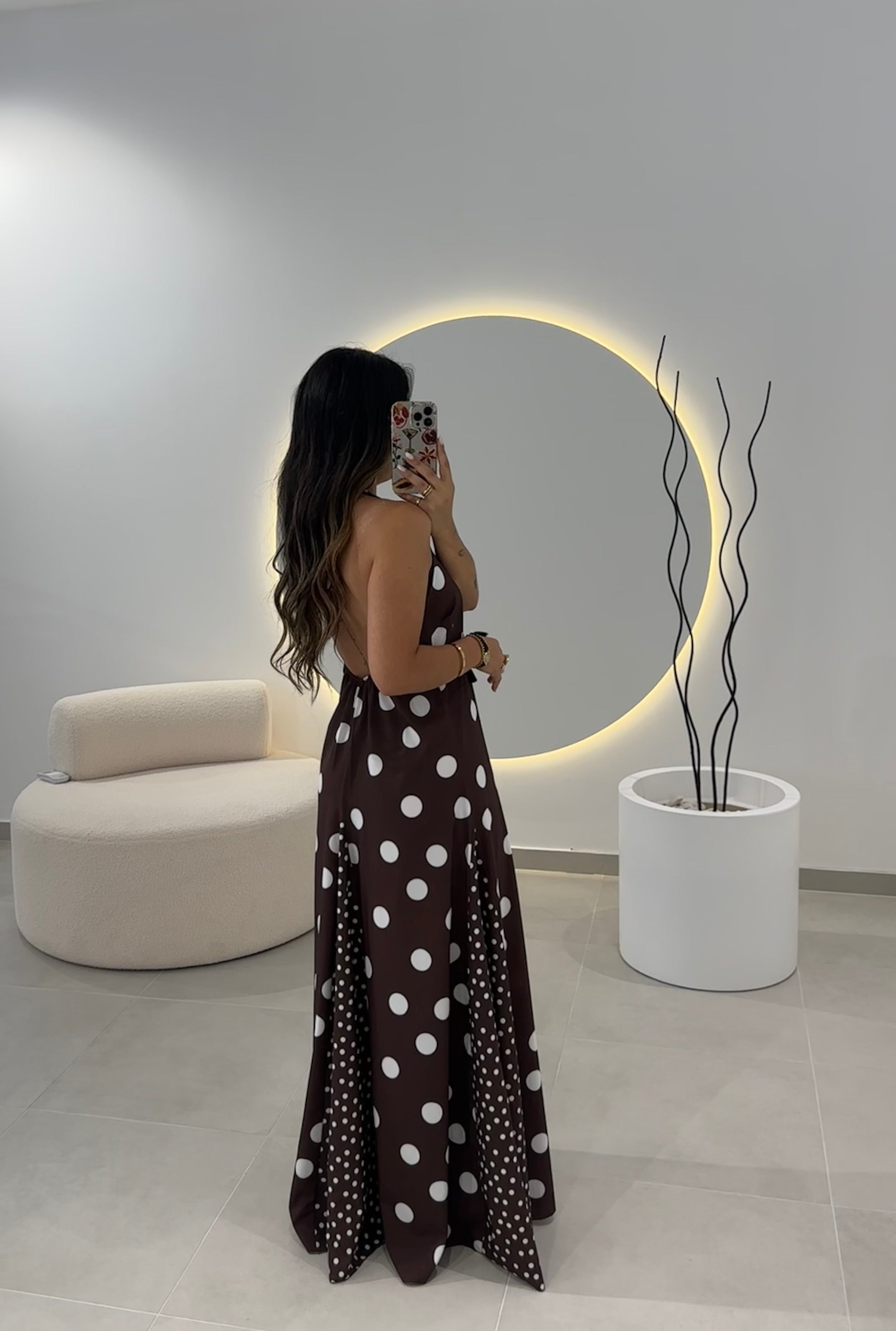 Vestido  Polkadot Castanho
