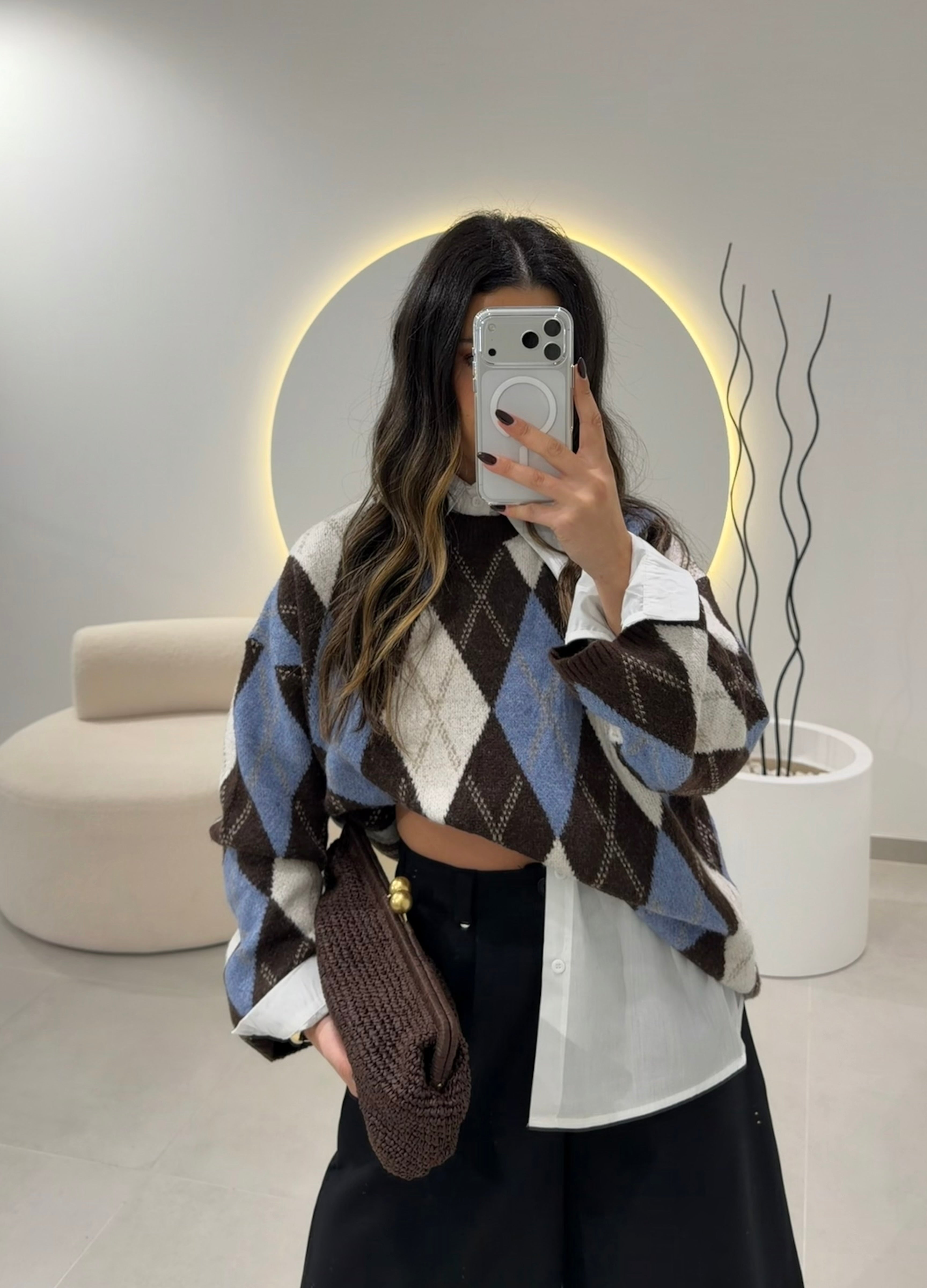 Diamond Pattern Knit Sweater