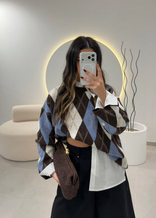 Diamond Pattern Knit Sweater