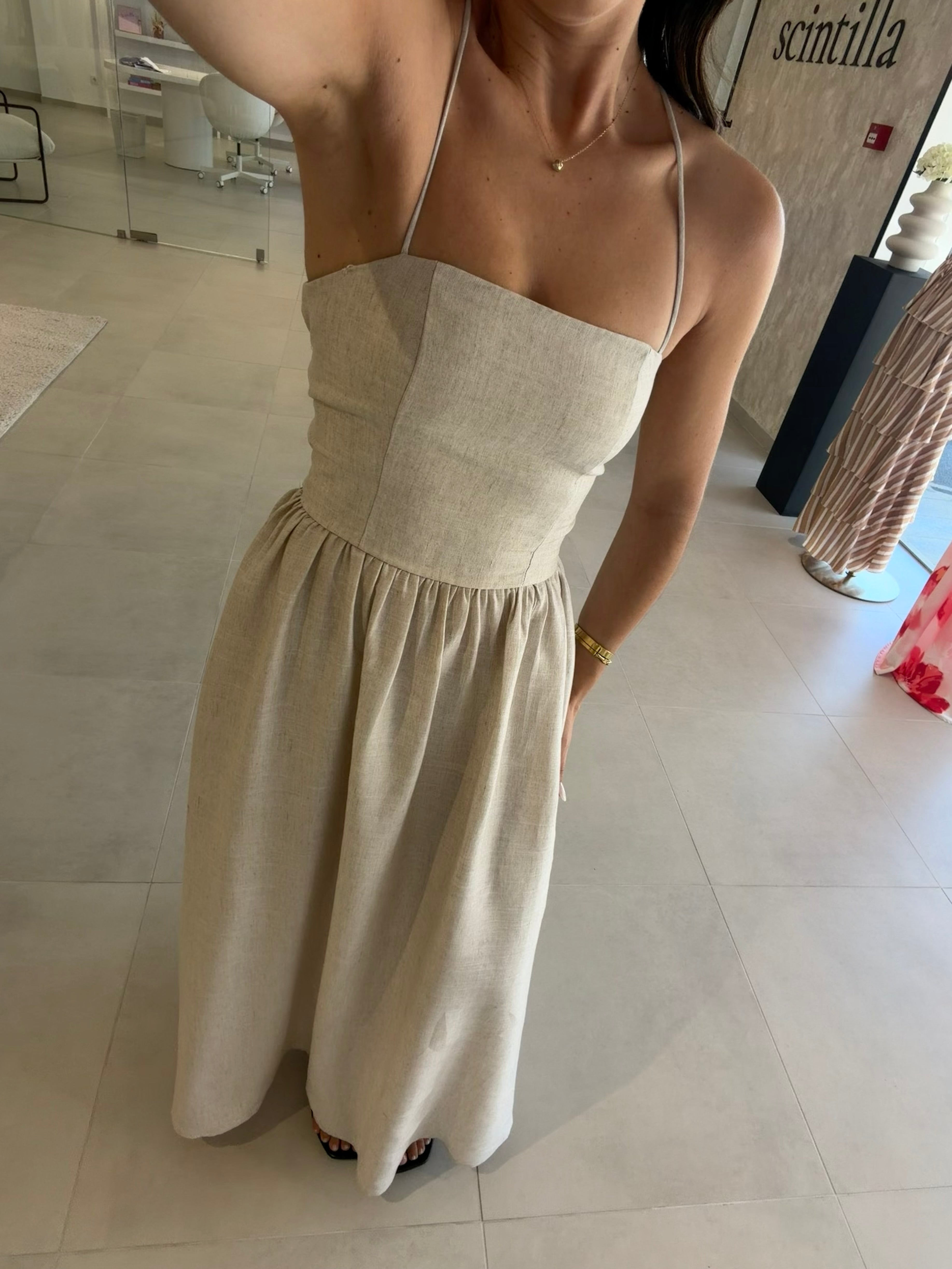 Linen Lumina Dress Stone