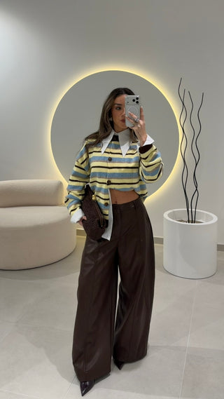 Brown Faux Leather Trousers