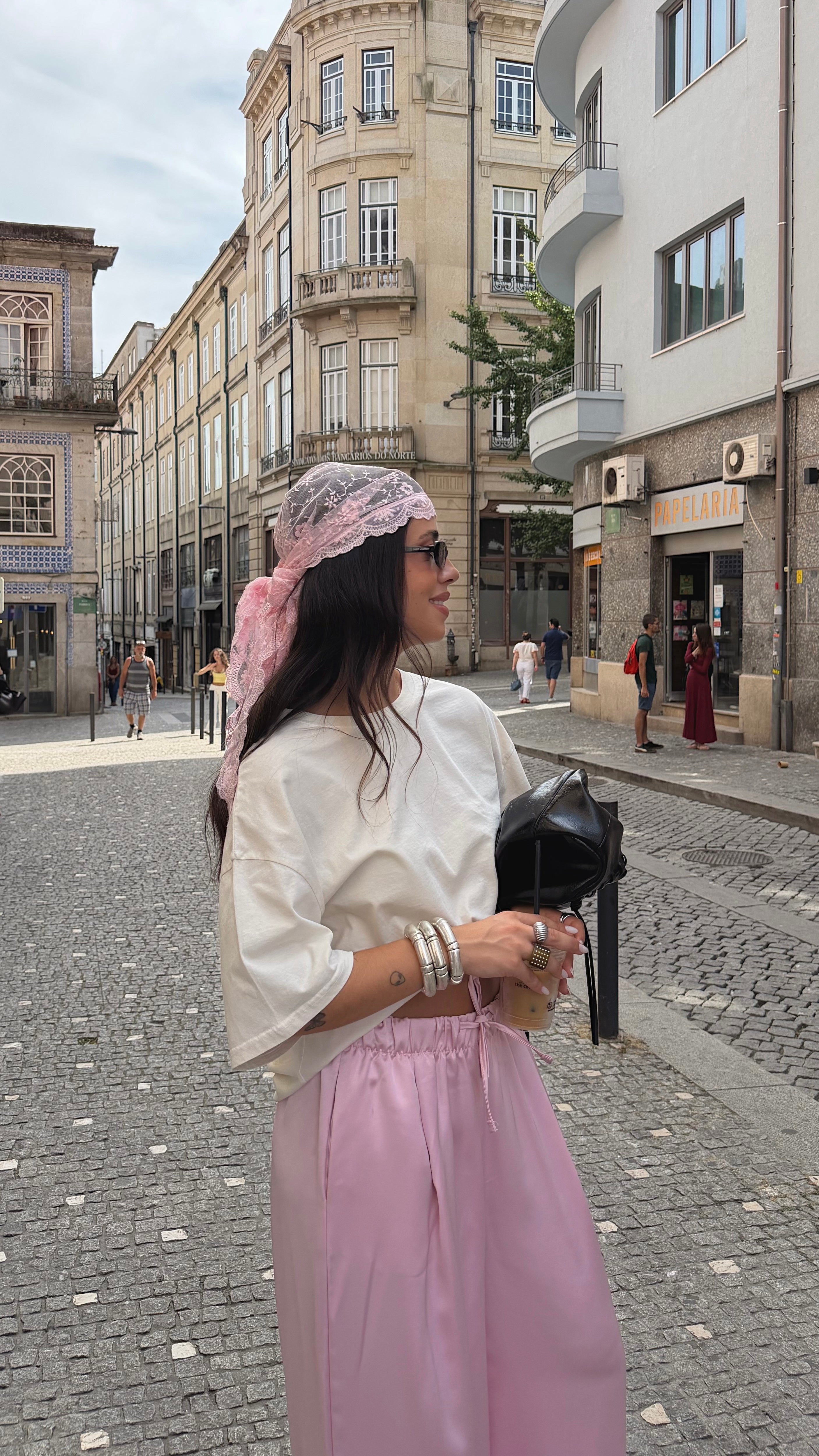 Pink Lace Scarf