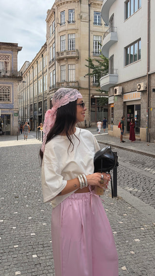 Pink Lace Scarf