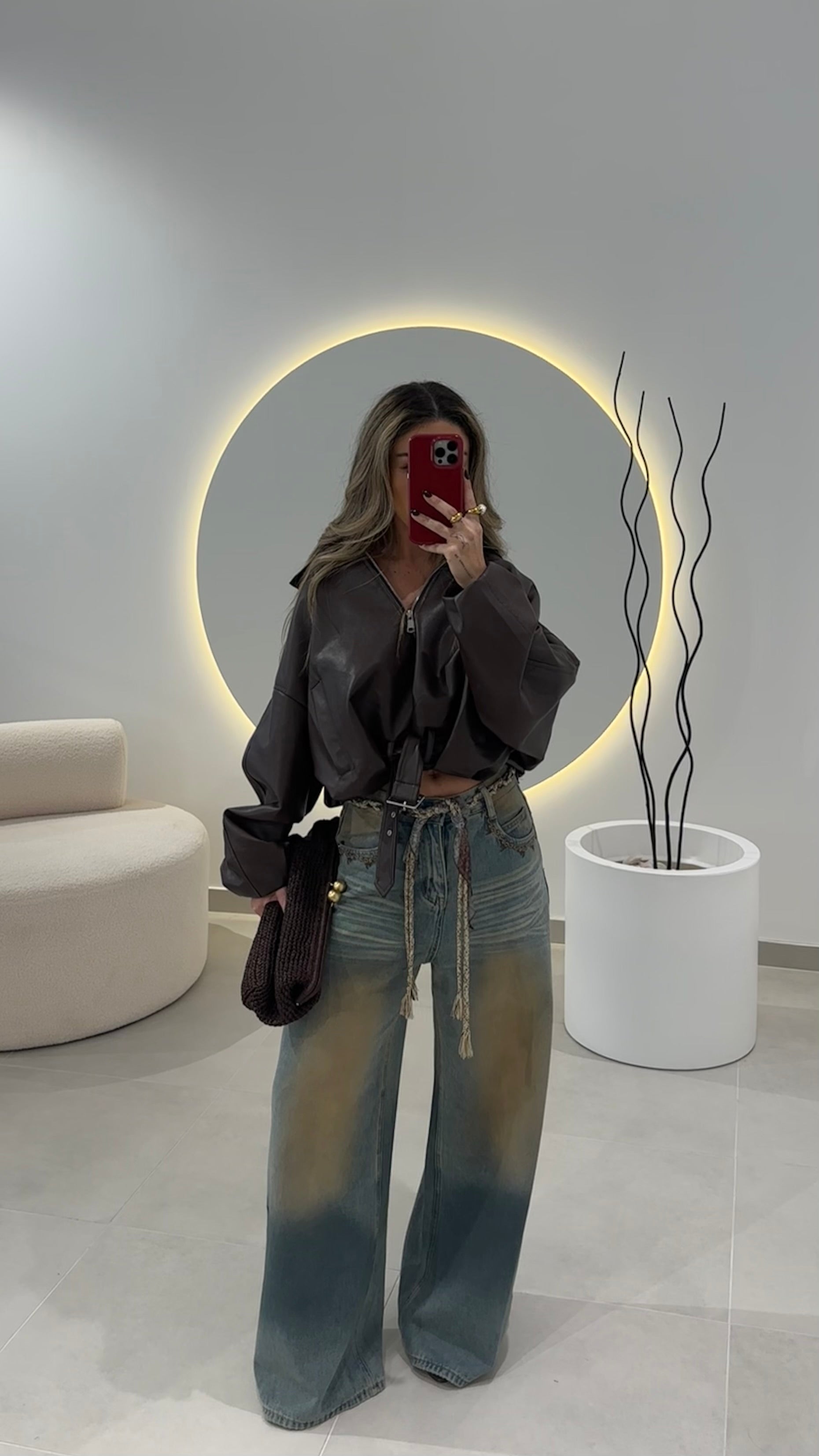 Wide Leg Jeans with Belt