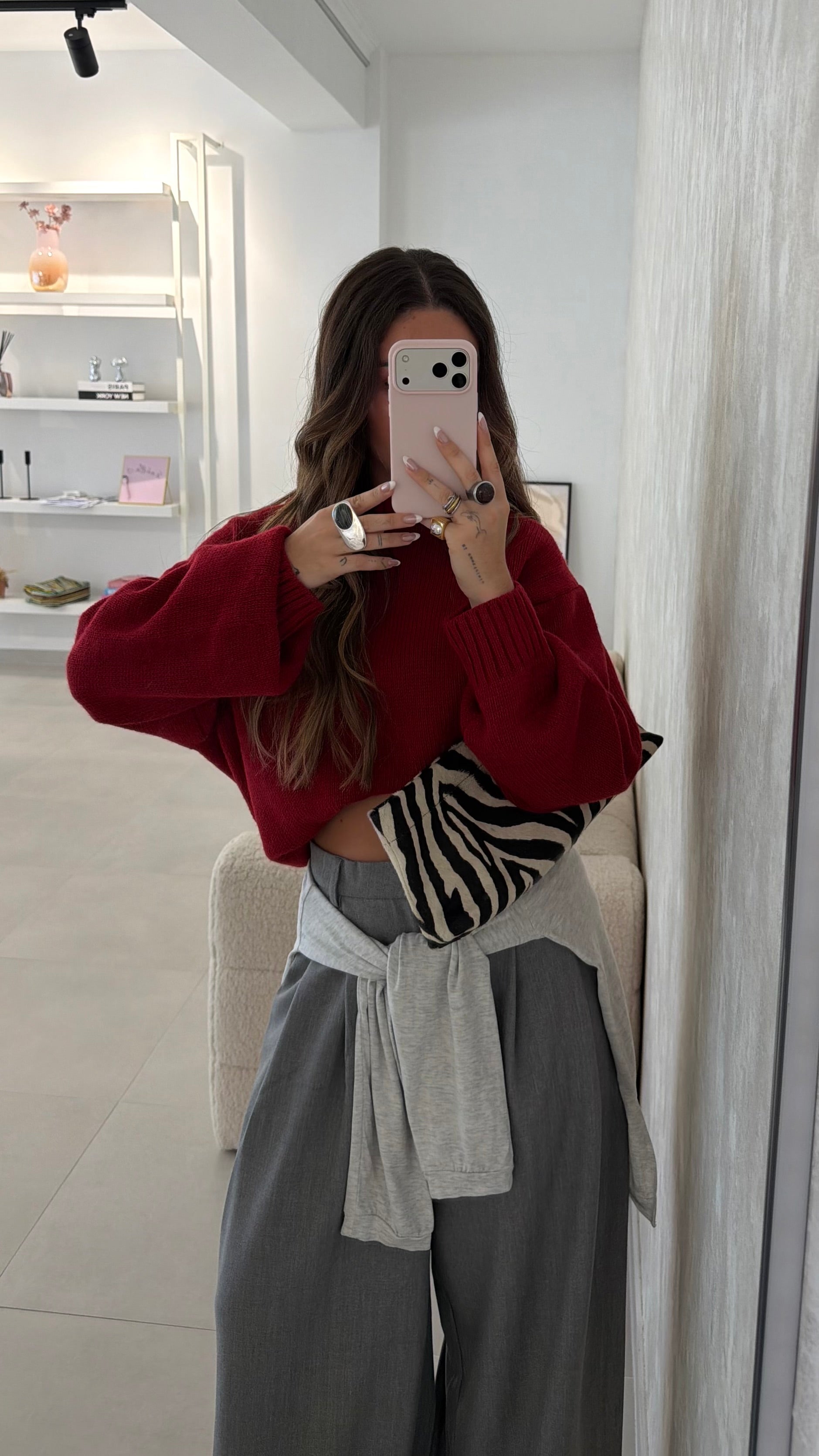 Red Knit Sweater LUMINA
