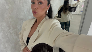 Cream Fringe Blazer Lumina