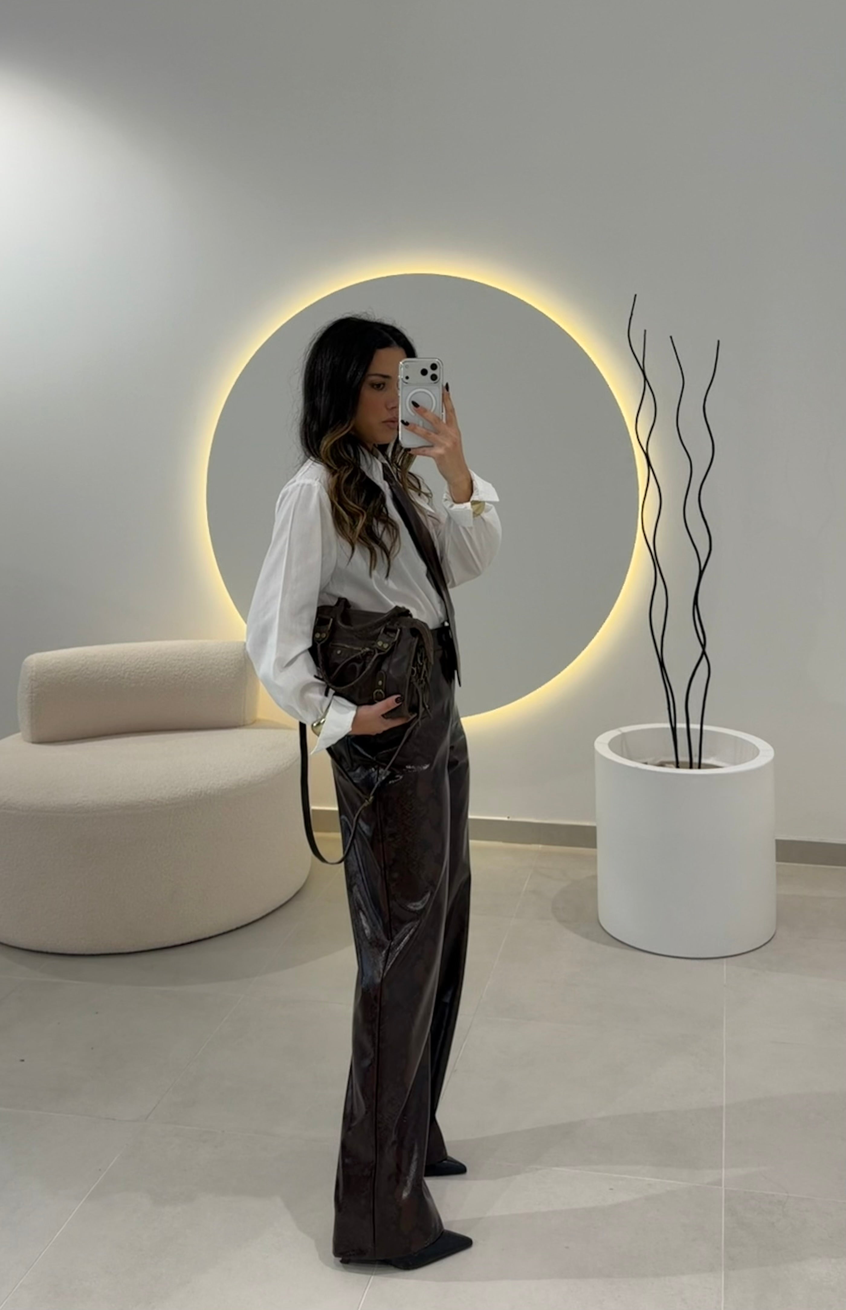 Snake-print Trousers in faux leather LUMINA