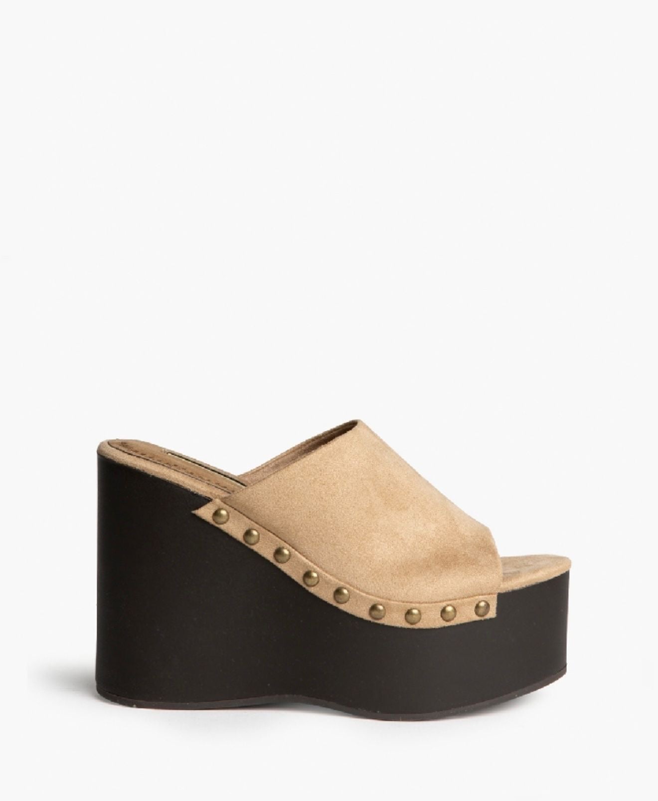 Beige Suede Platform Heels