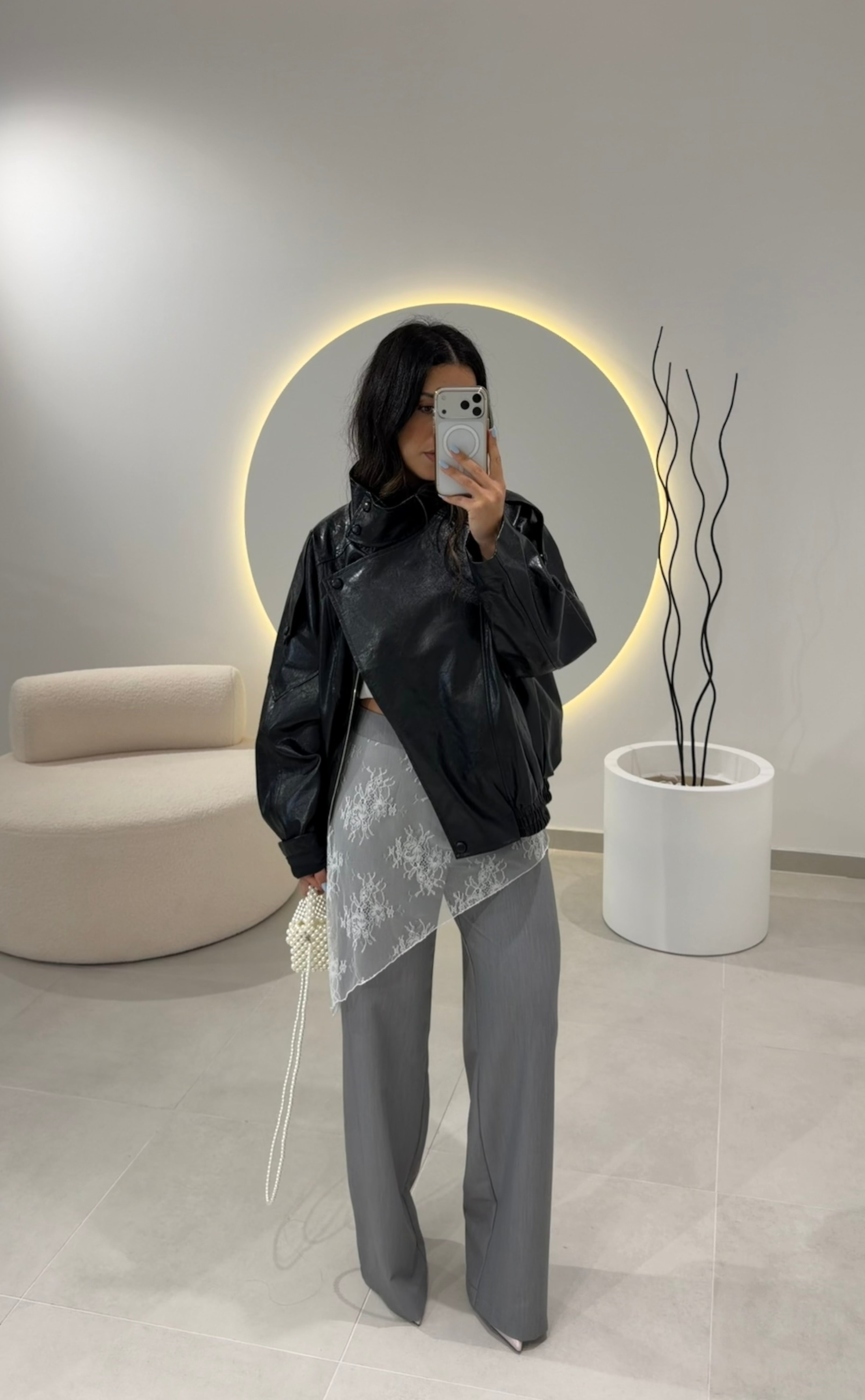 Grey Pants With Lace