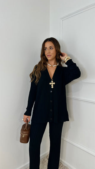 Conjunto Malha Cardigan Preto