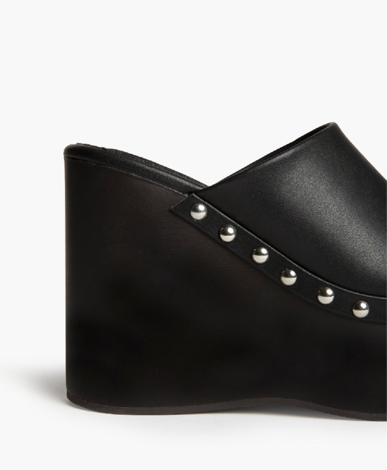 Black Faux Leather Platform Heels