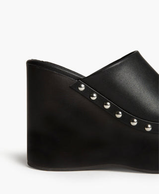 Black Faux Leather Platform Heels
