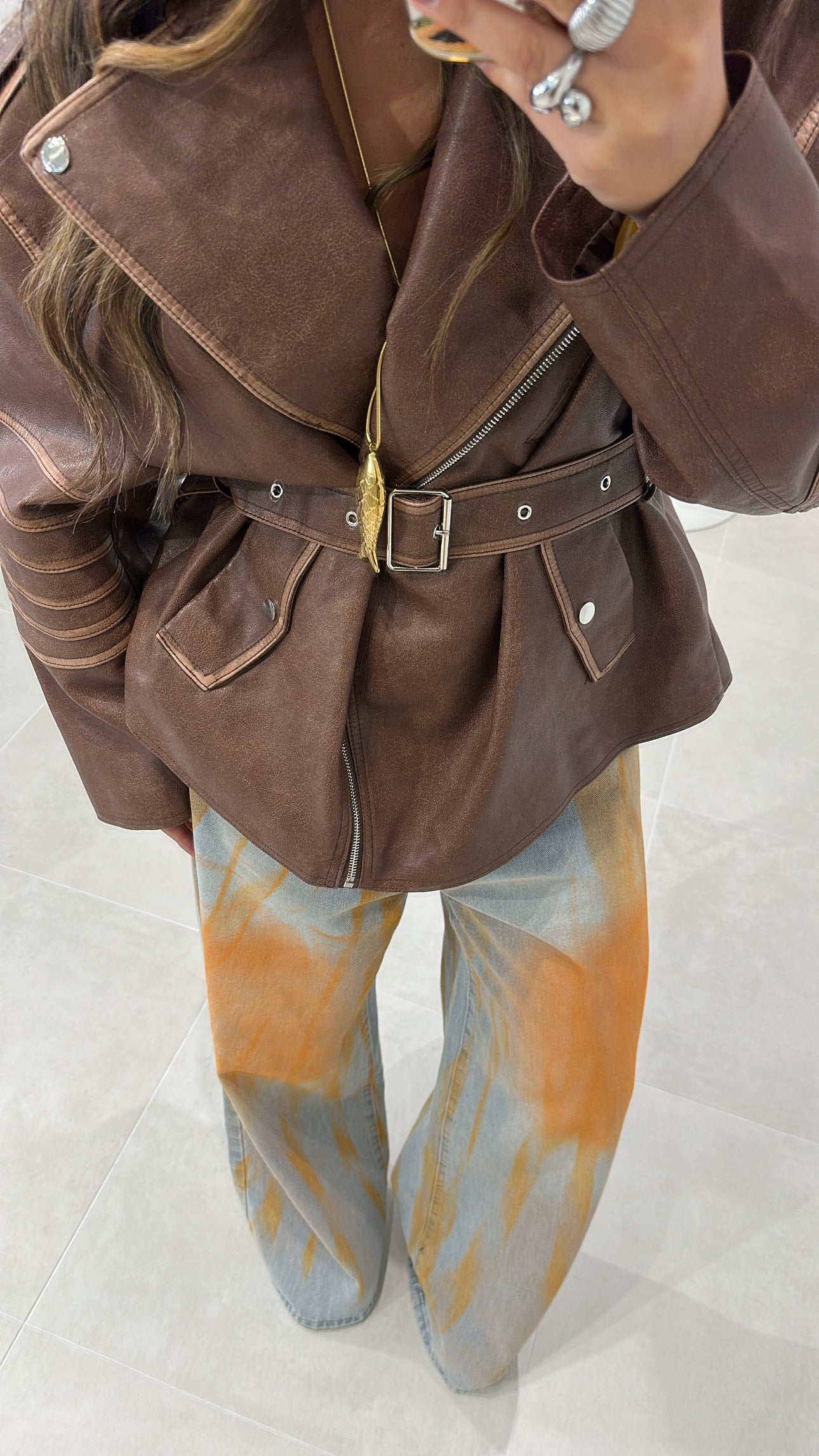 Oversize Biker With Belt