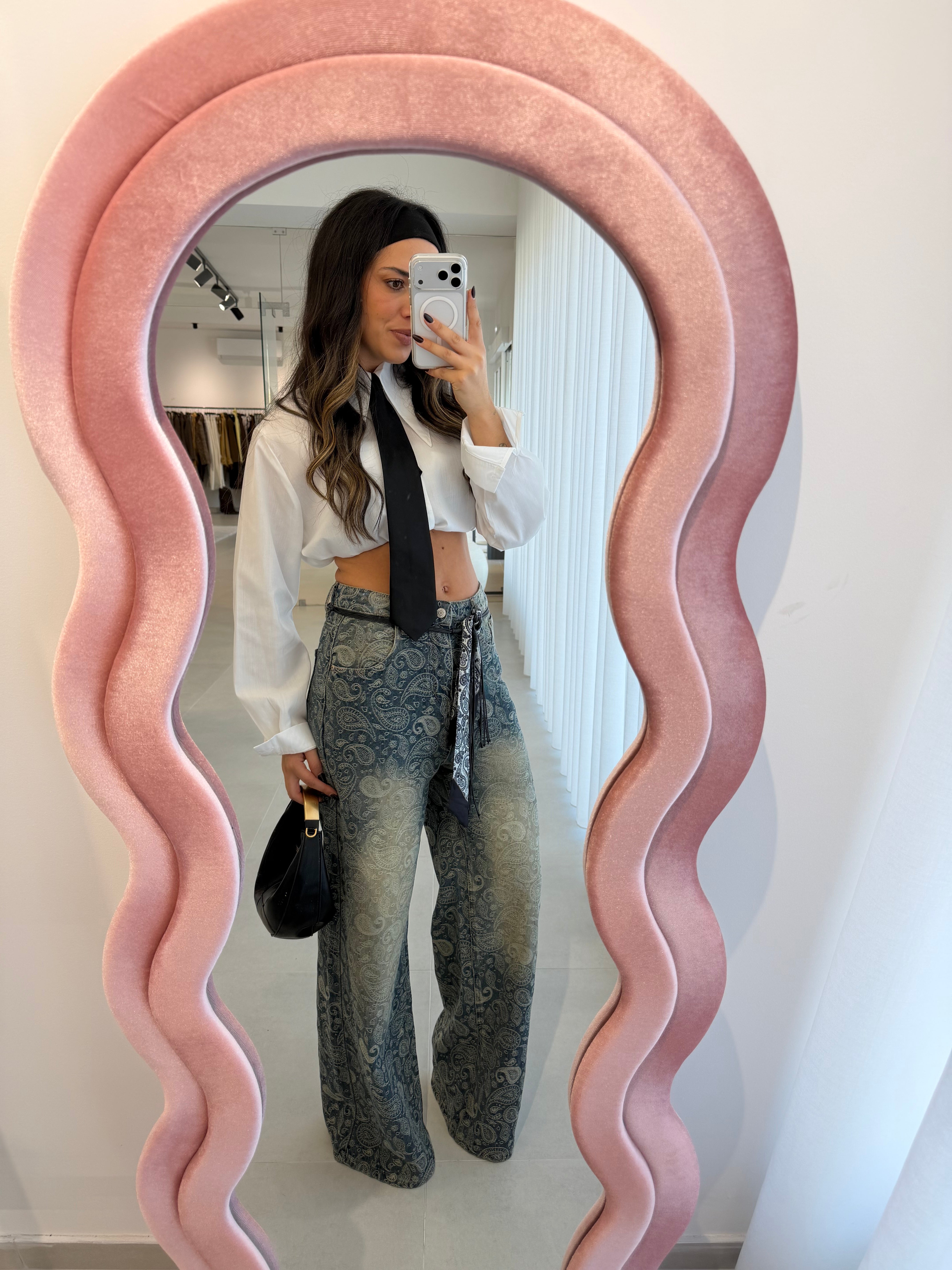 Bandana Wide Leg Jeans With Belt