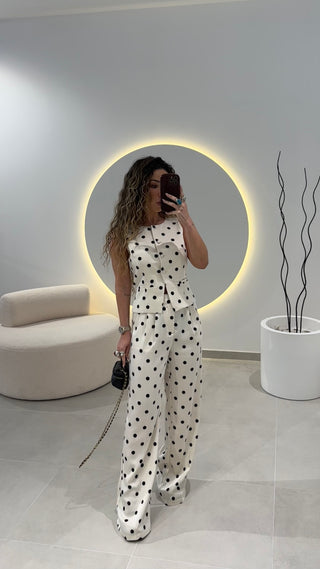 Calça Acetinada Polka Dot