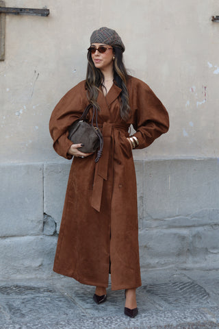 Suede Trench Balloon Sleeve