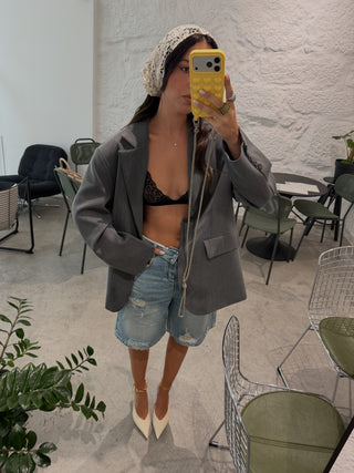 Grey Oversized Blazer Lumina