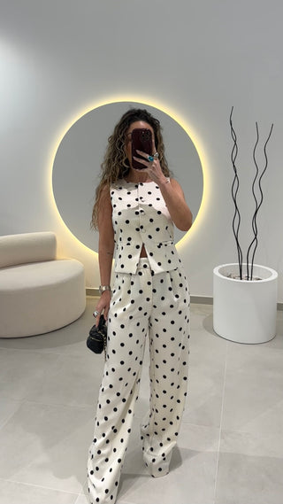 Calça Acetinada Polka Dot