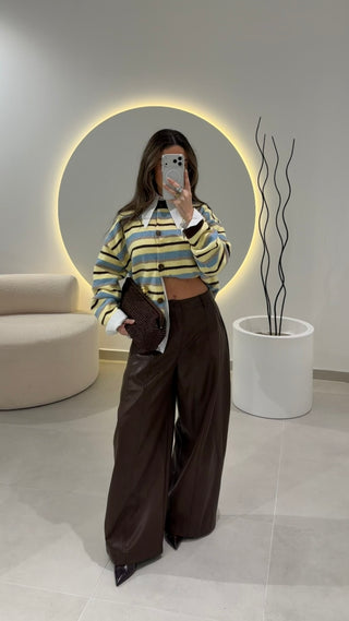 Brown Faux Leather Trousers