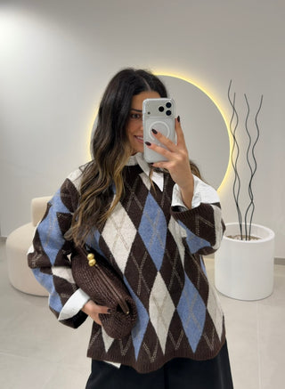 Diamond Pattern Knit Sweater