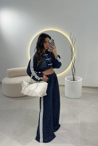 Navy Sequin Pants Lumina