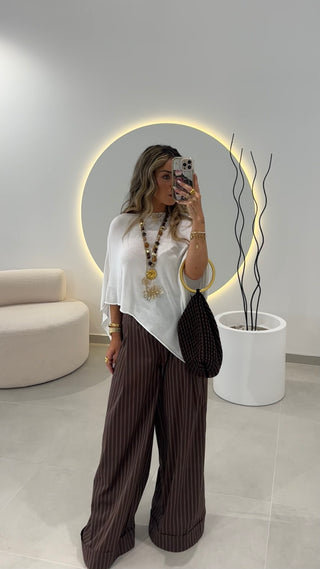 Calça Lumina Risca Castanha