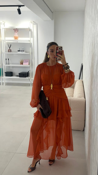 Terracotta Ruffled Dress
