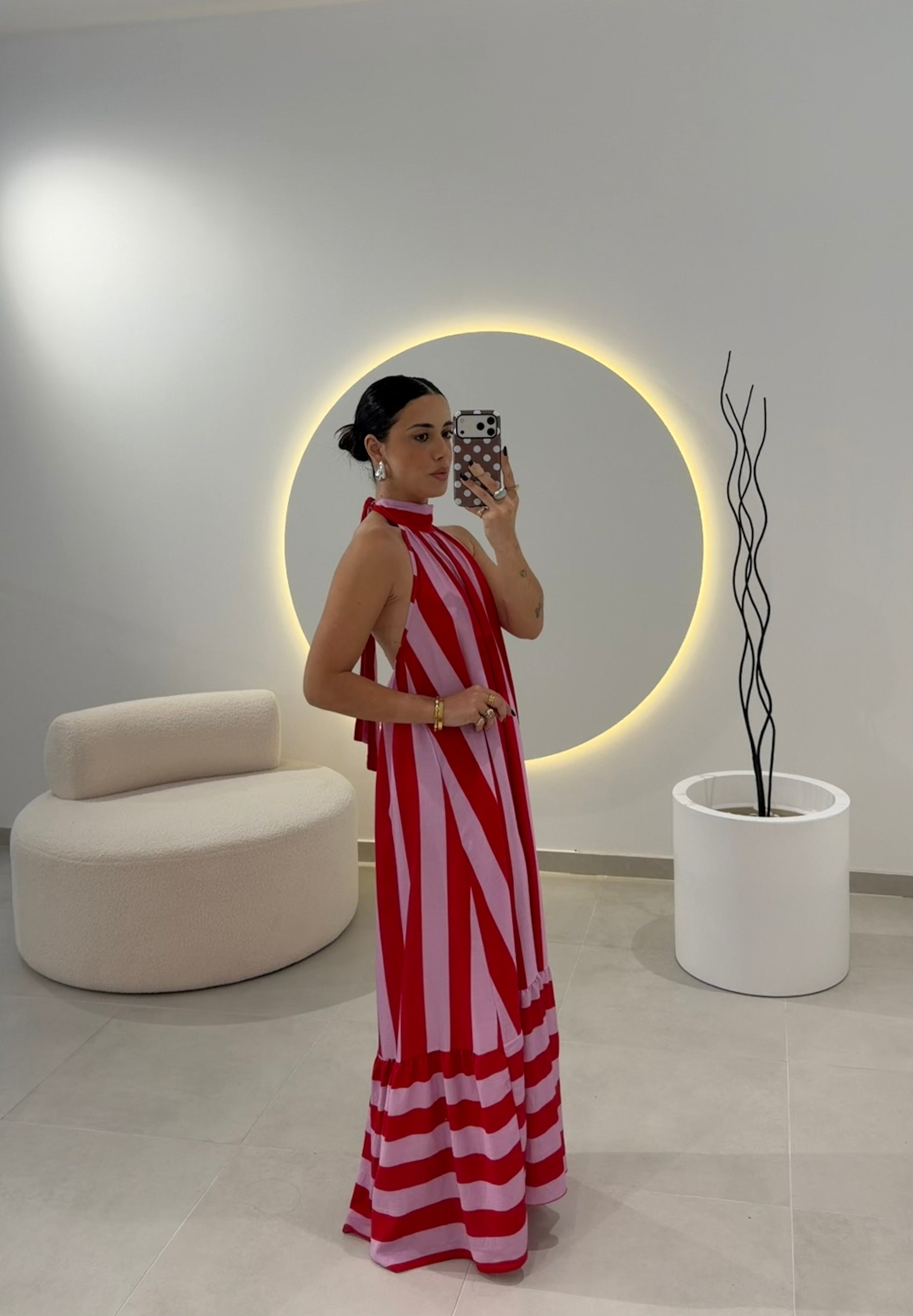 Maxi Pink and Red Dress