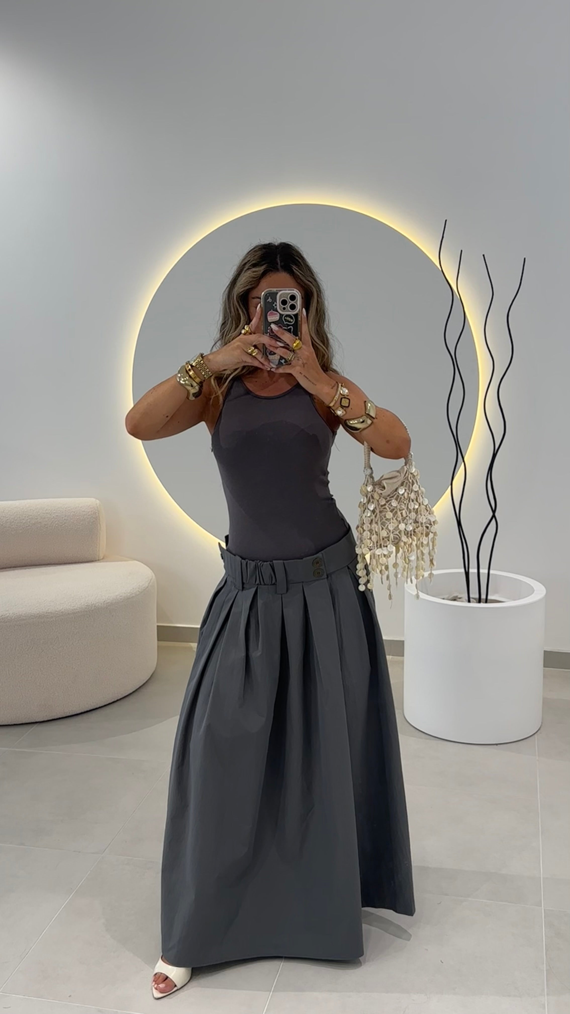 Vestido Combinado Cinzento
