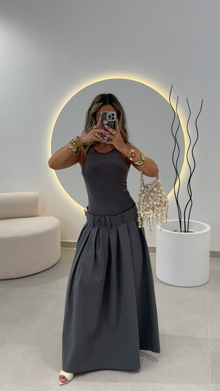 Vestido Combinado Cinzento