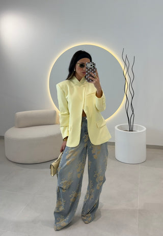 Wide Leg Flower Jeans