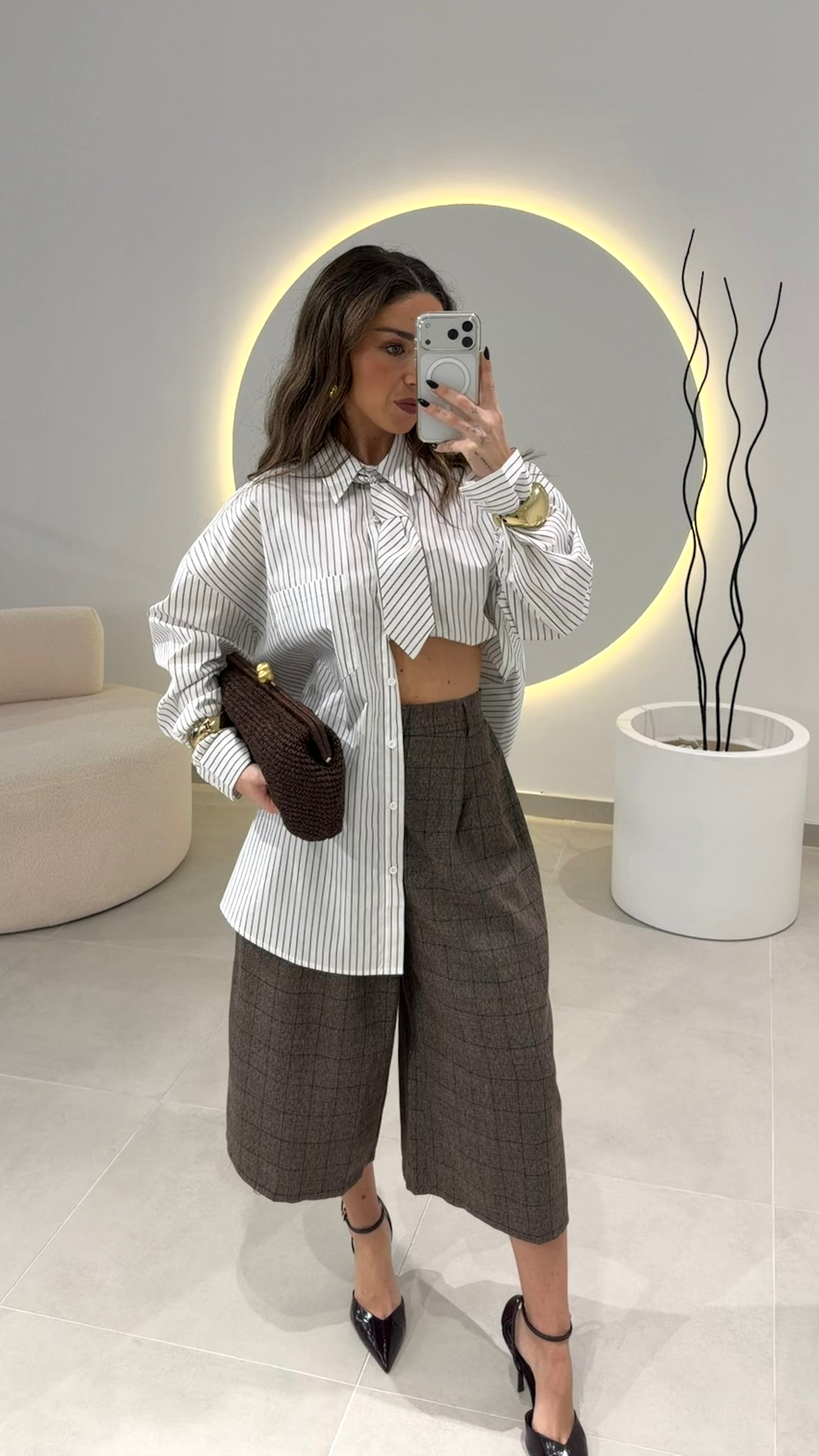 Checkered Toupe Bermuda