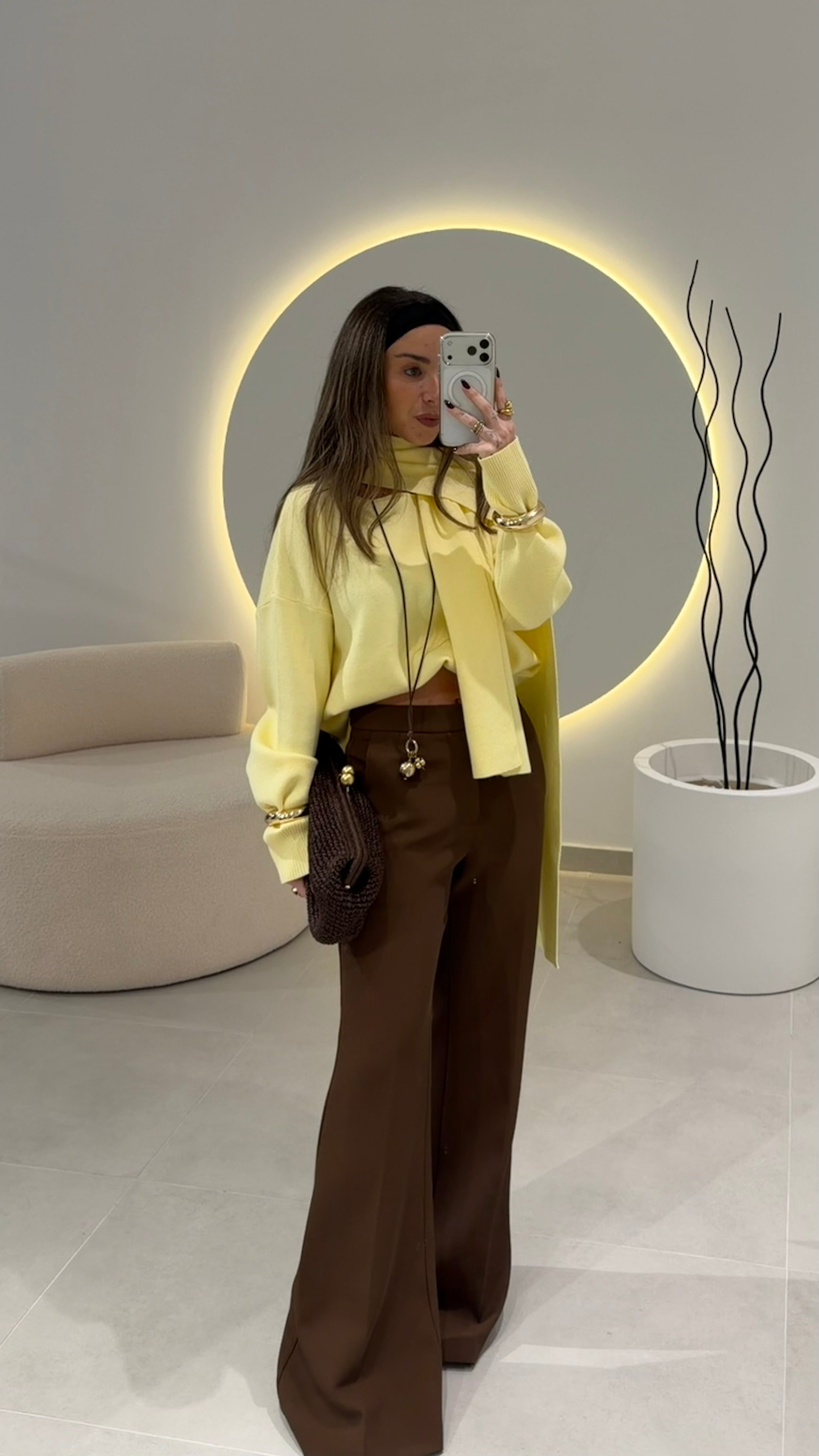 Brown Classic Flared Pants LUMINA