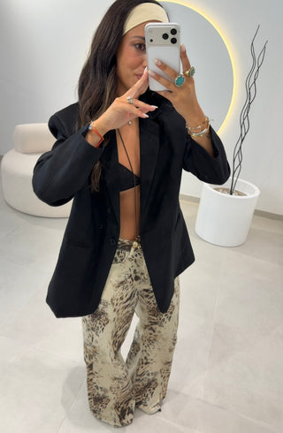 Leopard Wide Leg Jeans