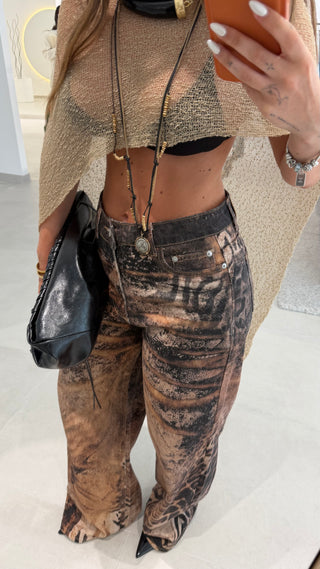 Leopard Wide Leg Jeans