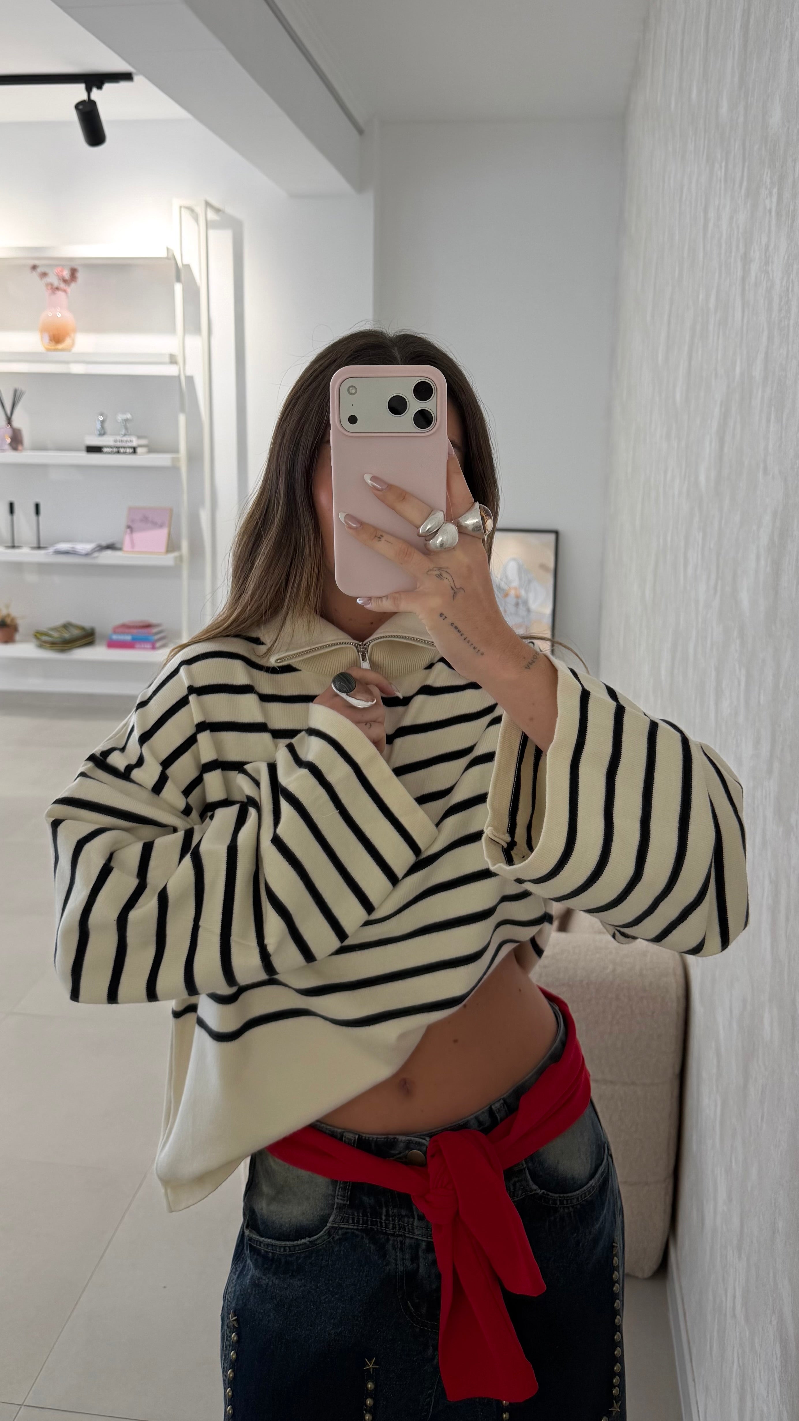 Striped Zip Sweater