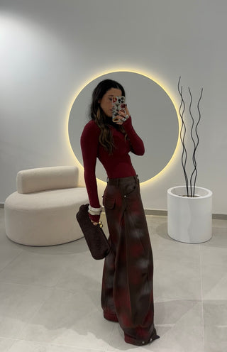 Brown Balloon Jeans With Print