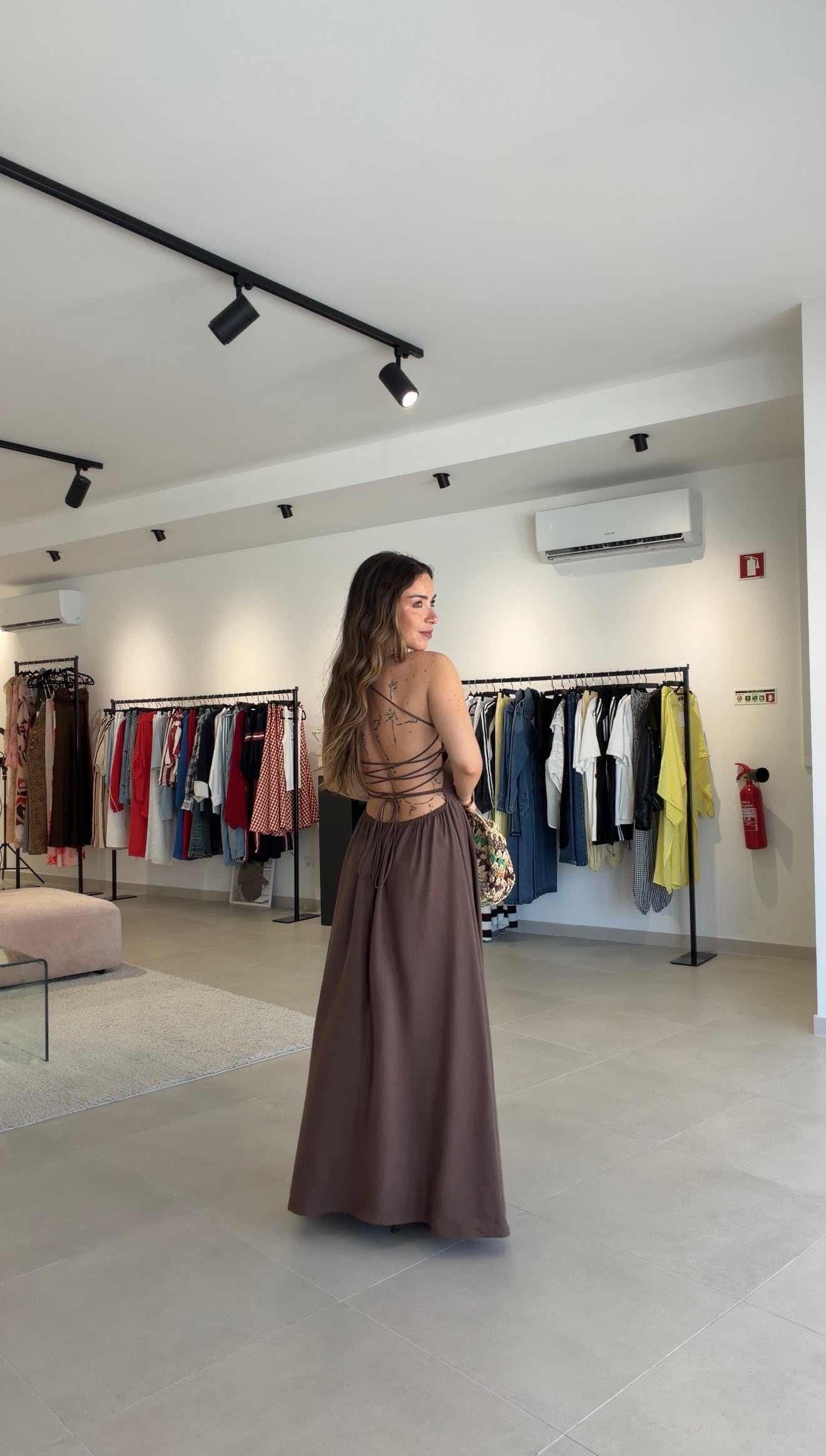 Linen Lumina Dress Brown