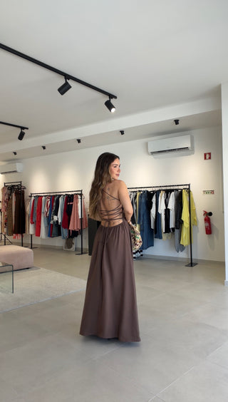 Linen Lumina Dress Brown