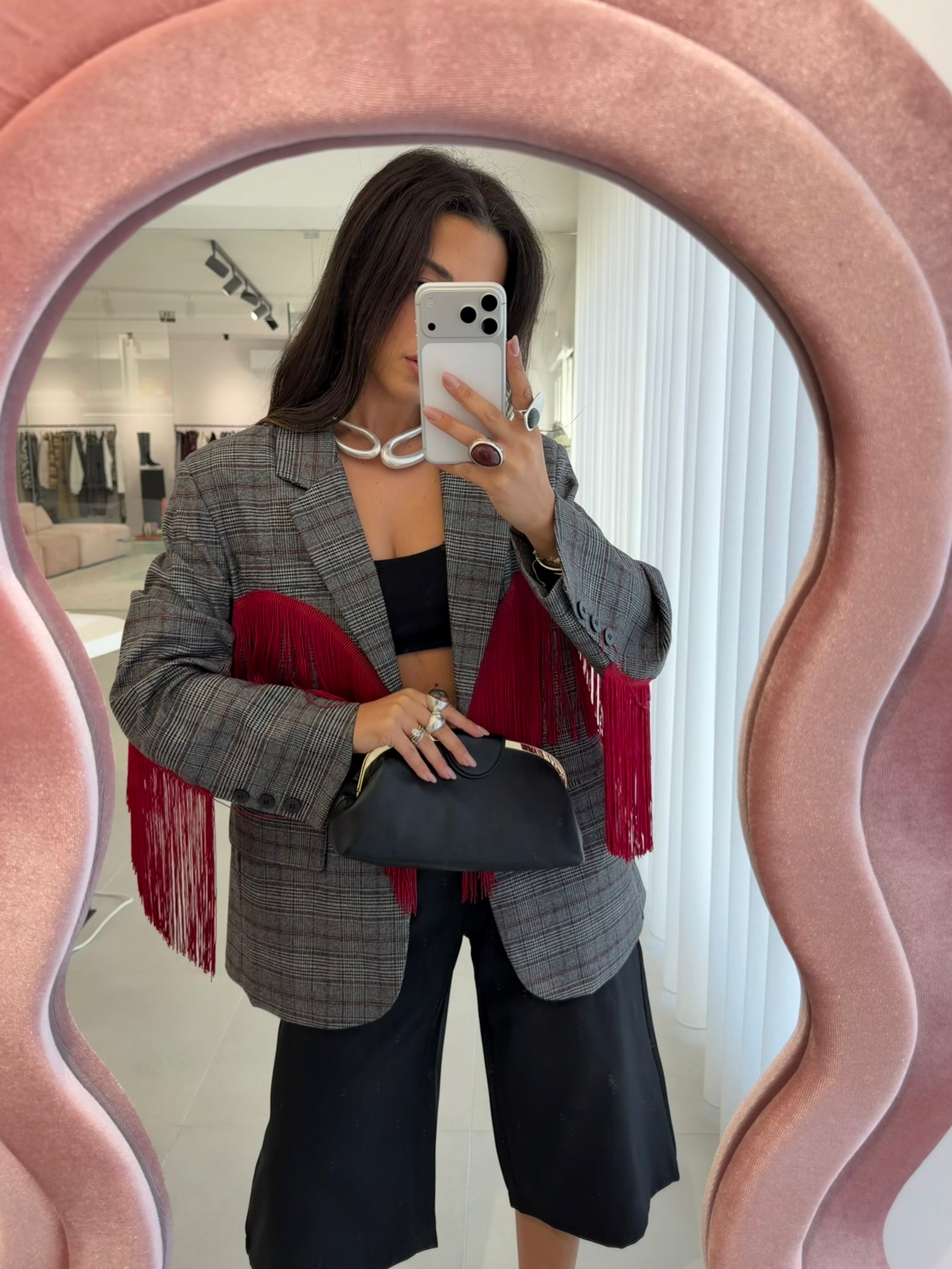 Tartan Fringed Blazer Lumina