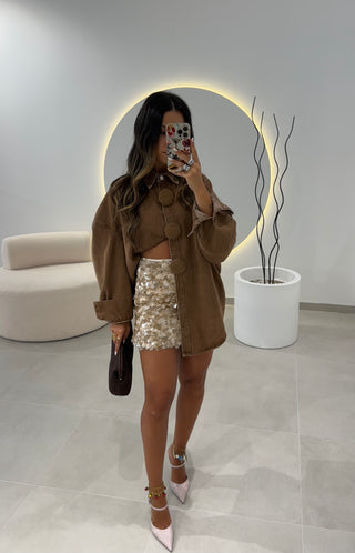 Oversize Camel Denim Shirt