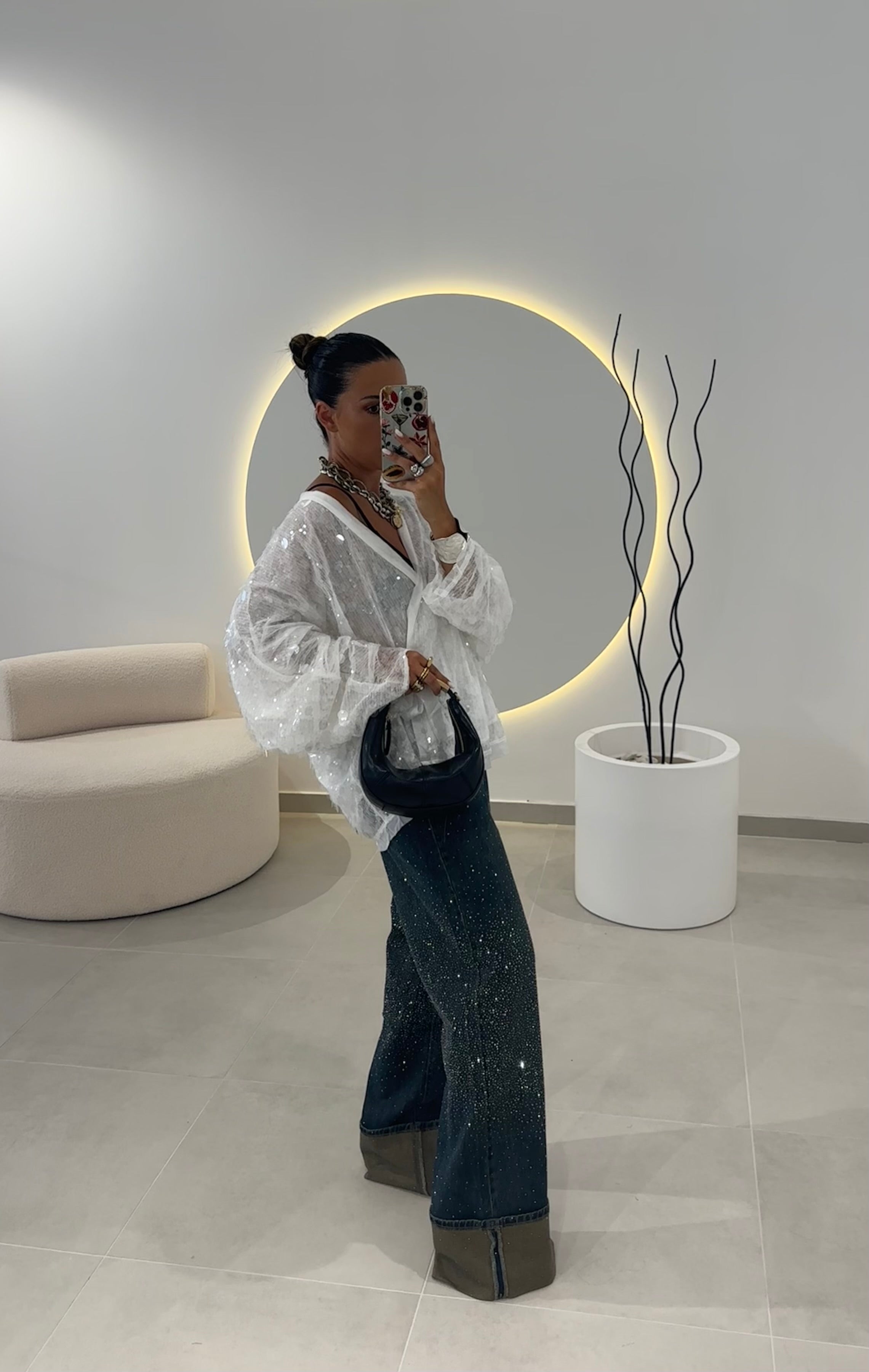 Jeans Brilhos Fold Up