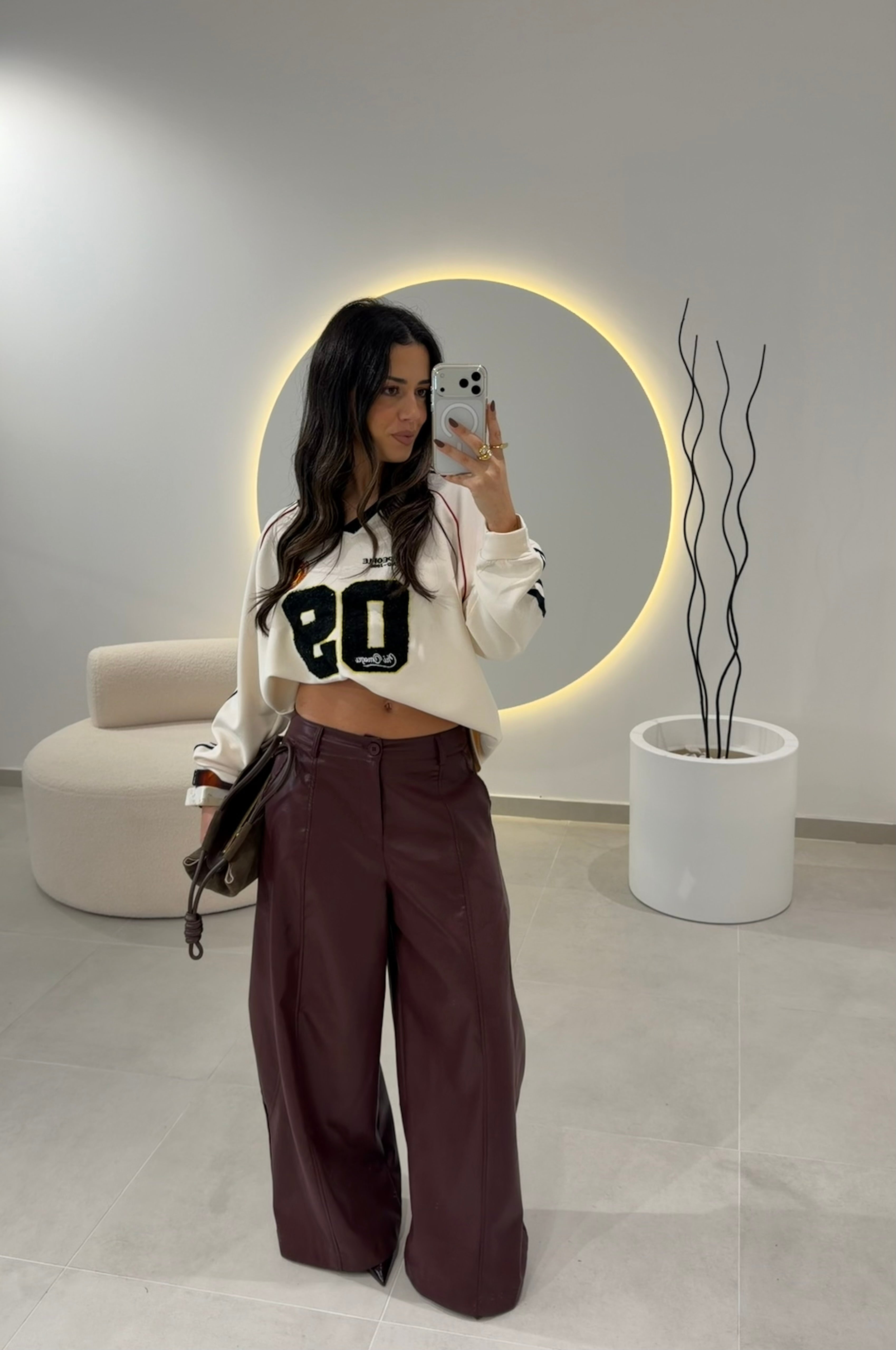 Bordeaux Faux Leather Trousers